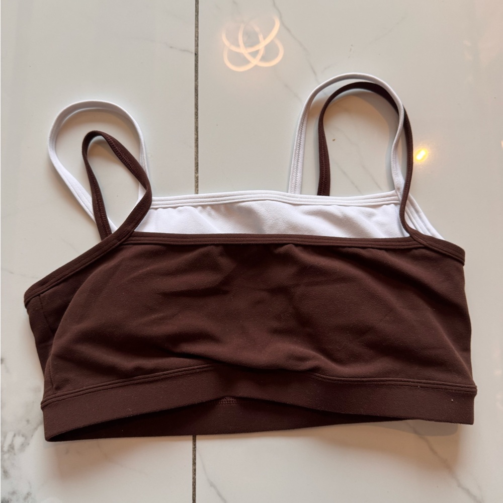 Abercrombie & Fitch Brown and White Reversible Sports Bra